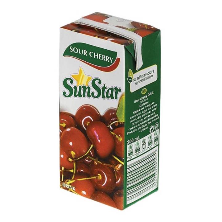 نوشیدنی طبیعی سان استار با طعم آلبالو 200 میلی لیتر
